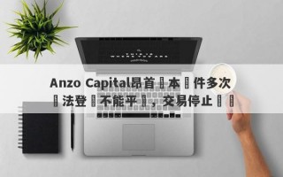 Anzo Capital昂首資本軟件多次無法登陸不能平倉，交易停止報價