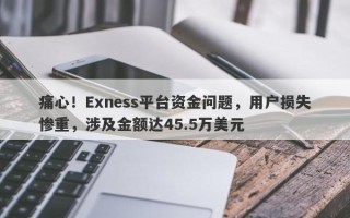 痛心！Exness平台资金问题，用户损失惨重，涉及金额达45.5万美元