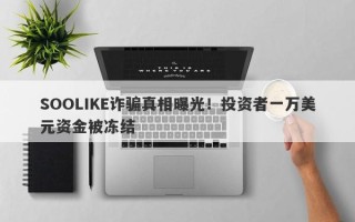 SOOLIKE诈骗真相曝光！投资者一万美元资金被冻结