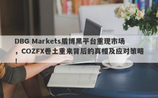 DBG Markets盾博黑平台重现市场，COZFX卷土重来背后的真相及应对策略！