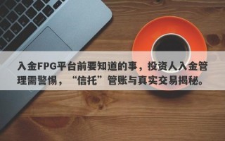 入金FPG平台前要知道的事，投资人入金管理需警惕，“信托”管账与真实交易揭秘。