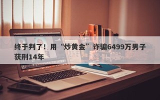 终于判了！用“炒黄金”诈骗6499万男子获刑14年