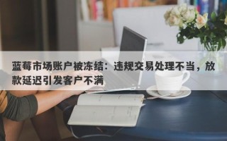 蓝莓市场账户被冻结：违规交易处理不当，放款延迟引发客户不满