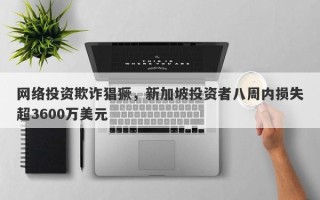 网络投资欺诈猖獗，新加坡投资者八周内损失超3600万美元