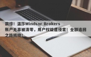 震惊！温莎Windsor Brokers账户无辜被清零，用户权益遭侵害！全额追回之路揭晓！