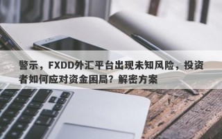 警示，FXDD外汇平台出现未知风险，投资者如何应对资金困局？解密方案