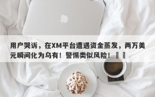 用户哭诉，在XM平台遭遇资金蒸发，两万美元瞬间化为乌有！警惕类似风险！​​