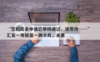 “您的出金申请已审核通过，请等待……” 汇友一等就是一两个月，未果