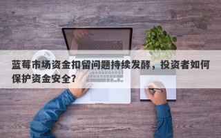 蓝莓市场资金扣留问题持续发酵，投资者如何保护资金安全？