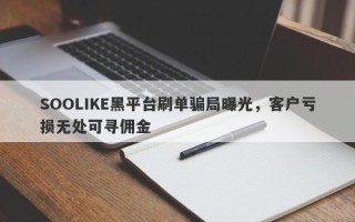 SOOLIKE黑平台刷单骗局曝光，客户亏损无处可寻佣金