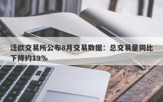 泛欧交易所公布8月交易数据：总交易量同比下降约19％