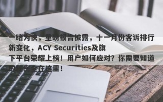 一睹为快，重磅报告披露，十一月份客诉排行新变化，ACY Securities及旗下平台荣耀上榜！用户如何应对？你需要知道的秘密全在这里！