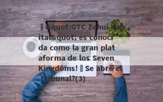 ¡"GTC Zehui Capital" es conocida como la gran plataforma de los Seven Kingdoms!¿Se abre el tribunal?(3)