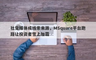 社交媒体成线索来源，MSquare平台跑路让投资者雪上加霜