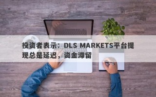 投资者表示：DLS MARKETS平台提现总是延迟，资金滞留