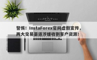 警惕！InstaForex官网虚假宣传，两大交易渠道涉嫌收割客户资源！