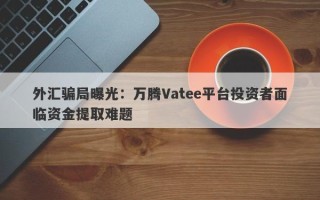 外汇骗局曝光：万腾Vatee平台投资者面临资金提取难题