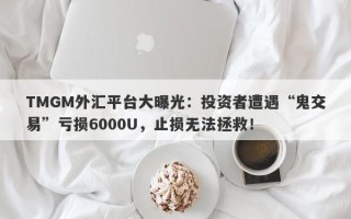 TMGM外汇平台大曝光：投资者遭遇“鬼交易”亏损6000U，止损无法拯救！