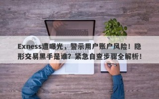 Exness遭曝光，警示用户账户风险！隐形交易黑手是谁？紧急自查步骤全解析！