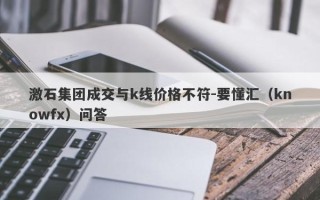 激石集团成交与k线价格不符-要懂汇（knowfx）问答