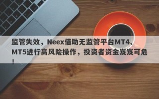 监管失效，Neex借助无监管平台MT4、MT5进行高风险操作，投资者资金岌岌可危！