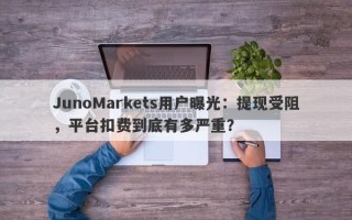 JunoMarkets用户曝光：提现受阻，平台扣费到底有多严重？