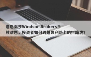 遭遇温莎Windsor Brokers手续难题，投资者如何跨越盈利路上的拦路虎？