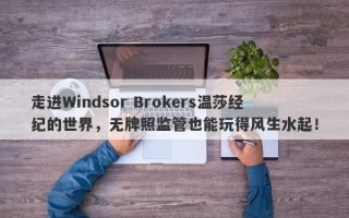 走进Windsor Brokers温莎经纪的世界，无牌照监管也能玩得风生水起！