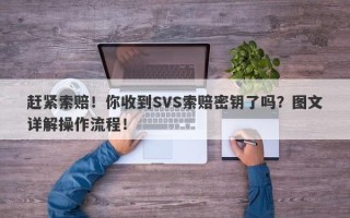 赶紧索赔！你收到SVS索赔密钥了吗？图文详解操作流程！