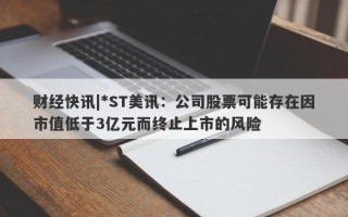 财经快讯|*ST美讯：公司股票可能存在因市值低于3亿元而终止上市的风险