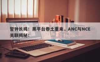 警钟长鸣！黑平台卷土重来，ANC与NCE关联揭秘！