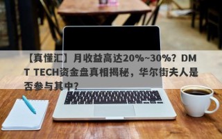 【真懂汇】月收益高达20%~30%？DMT TECH资金盘真相揭秘，华尔街夫人是否参与其中？