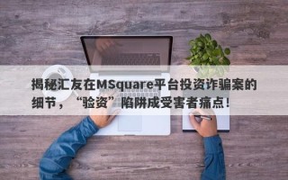 揭秘汇友在MSquare平台投资诈骗案的细节，“验资”陷阱成受害者痛点！