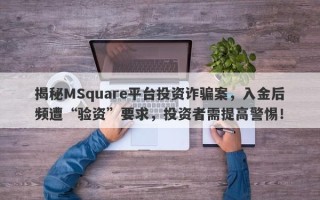 揭秘MSquare平台投资诈骗案，入金后频遭“验资”要求，投资者需提高警惕！