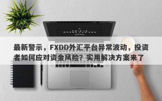 最新警示，FXDD外汇平台异常波动，投资者如何应对资金风险？实用解决方案来了