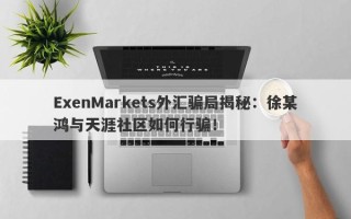 ExenMarkets外汇骗局揭秘：徐某鸿与天涯社区如何行骗！