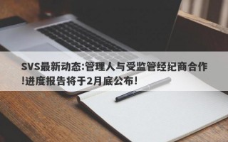 SVS最新动态:管理人与受监管经纪商合作!进度报告将于2月底公布!