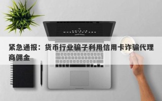 紧急通报：货币行业骗子利用信用卡诈骗代理商佣金