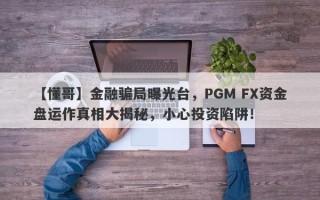 【懂哥】金融骗局曝光台，PGM FX资金盘运作真相大揭秘，小心投资陷阱！