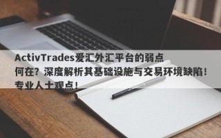 ActivTrades爱汇外汇平台的弱点何在？深度解析其基础设施与交易环境缺陷！专业人士观点！