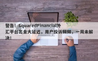 警告！SquaredFinancial外汇平台出金大延迟，用户投诉频频，一周未解决！