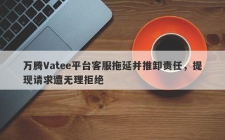 万腾Vatee平台客服拖延并推卸责任，提现请求遭无理拒绝