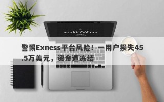 警惕Exness平台风险！一用户损失45.5万美元，资金遭冻结