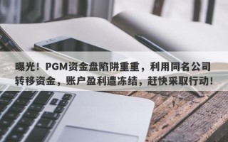 曝光！PGM资金盘陷阱重重，利用同名公司转移资金，账户盈利遭冻结，赶快采取行动！