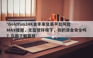 'Goldfun24K金丰来交易平台风险MAX提醒，无监管环境下，你的资金安全吗？立即了解真相'