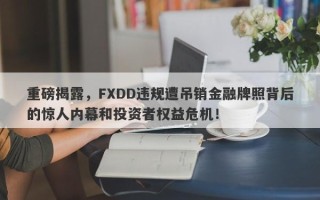 重磅揭露，FXDD违规遭吊销金融牌照背后的惊人内幕和投资者权益危机！