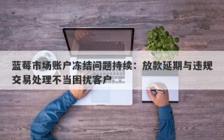 蓝莓市场账户冻结问题持续：放款延期与违规交易处理不当困扰客户