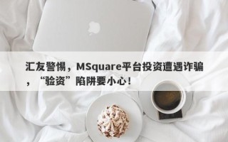 汇友警惕，MSquare平台投资遭遇诈骗，“验资”陷阱要小心！