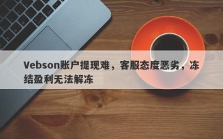 Vebson账户提现难，客服态度恶劣，冻结盈利无法解冻