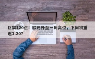 巨震120点！欧元升至一周高位，下周将重返1.20？